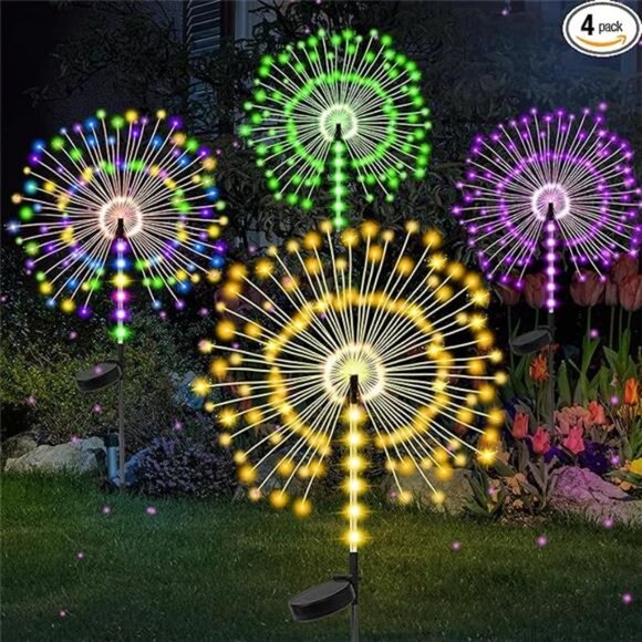 4 Pack Multicolor Garden Decoration Solar Outdoor Light with 600 LEDs - Picture 7 of 7